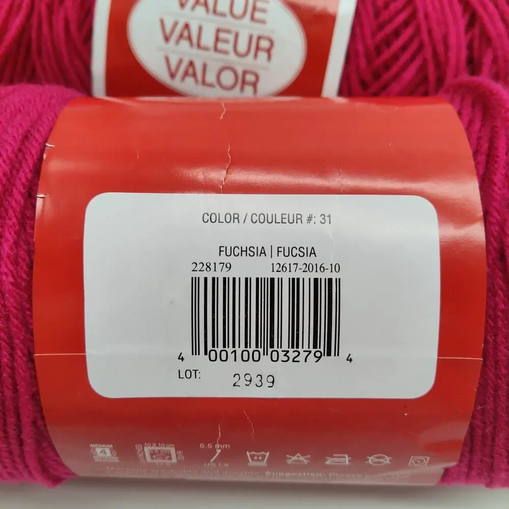3X Craftsmart Value Yarn, Acrylic 7 oz 1 Full 2 @ 80% Fuchsia - Picture 3 of 5